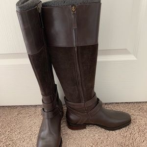 Thigh high brown boots